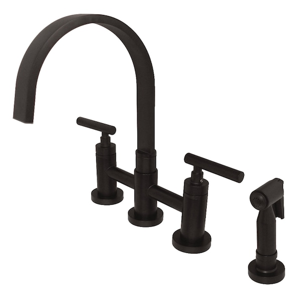 KS8265CMLBS Manhattan 2-Hndl Kitchen Faucet W/Brass Side Sprayer, Brnz